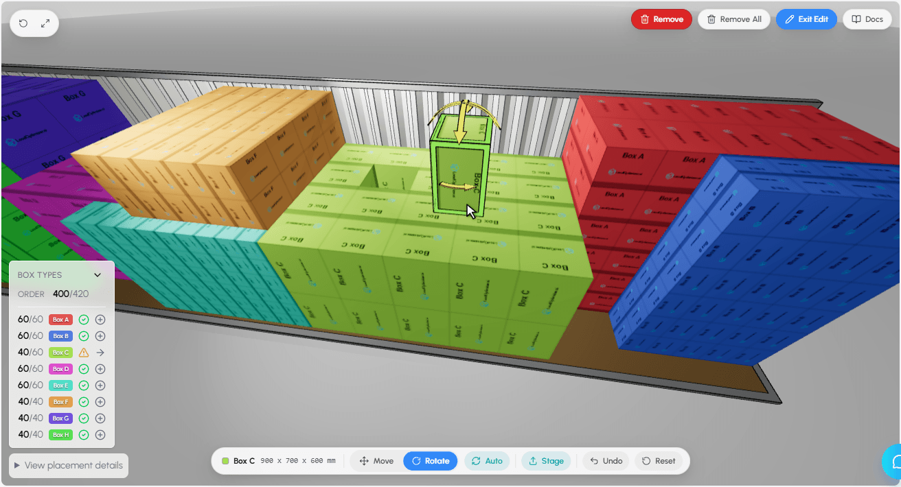 A box in rotate mode with rotation arrows visible