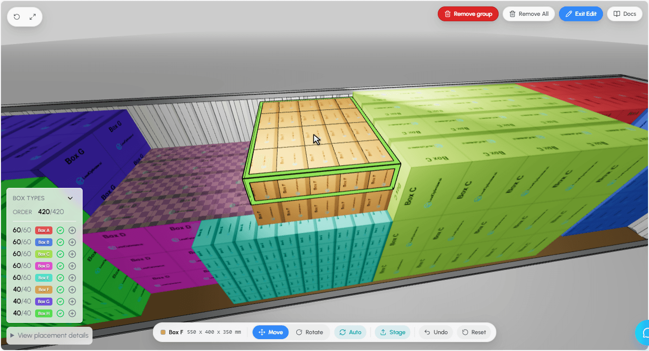 Multiple boxes selected as a group